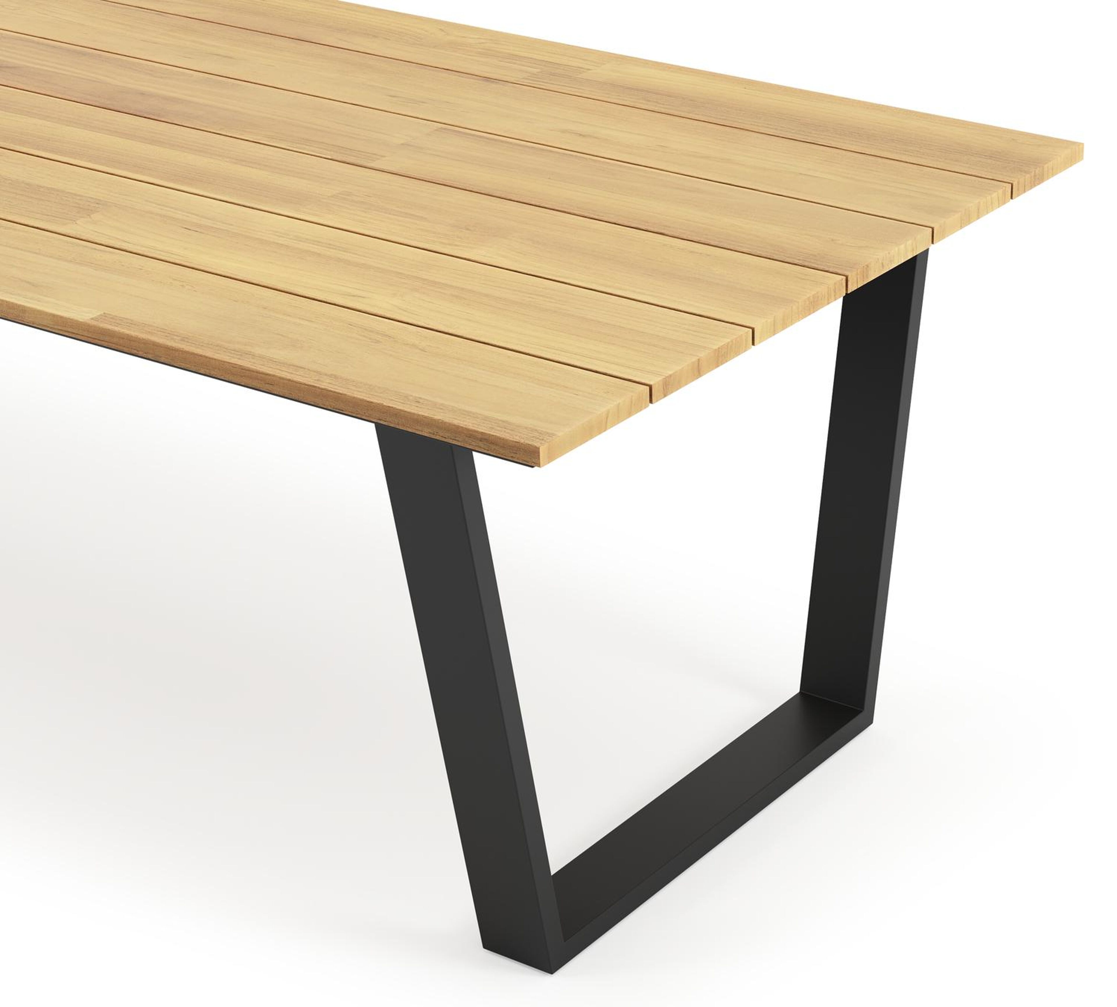 Table de jardin Pagino rectangulaire en aluminium noir et teck - Lg, 280 x Lrg, 110 x Haut, 73,5 cm