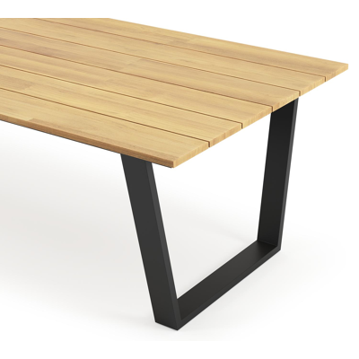 Pagino tuintafel rechthoekig in zwart aluminium en teak - L 280 x B 110 x H 73,5 cm