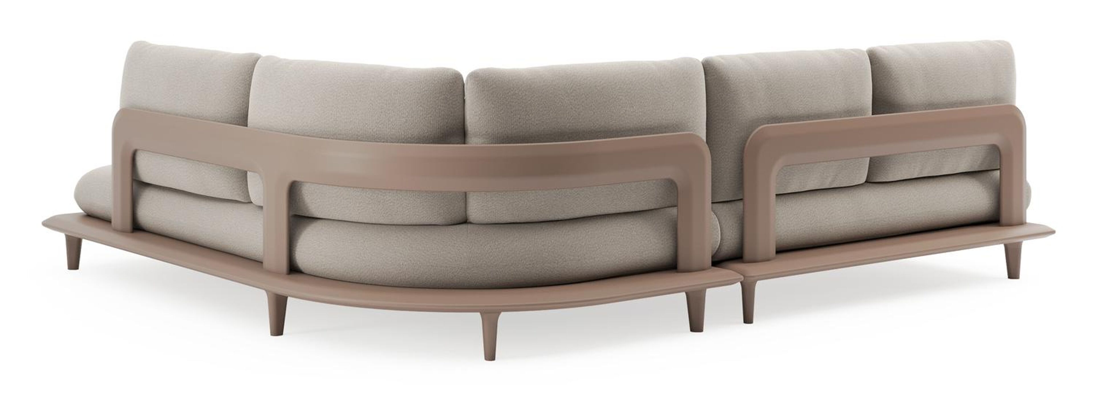Bomero loungehoek in taupe aluminium met savane coconut all weather sunbrella® luxe kussen