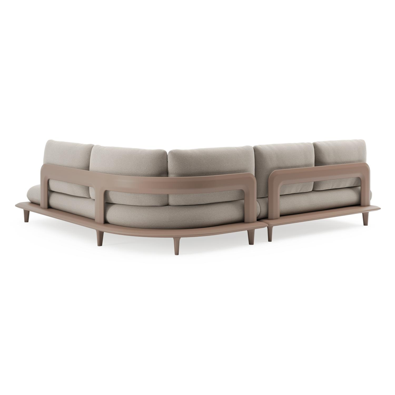 Bomero loungehoek in taupe aluminium met savane coconut all weather sunbrella® luxe kussen