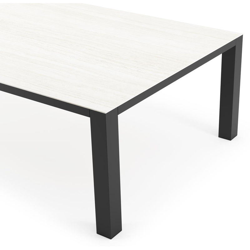 Nano tuintafel rechthoekig in zwart aluminium en volkeramiek calista - L 240 x B 148 x H 75 cm