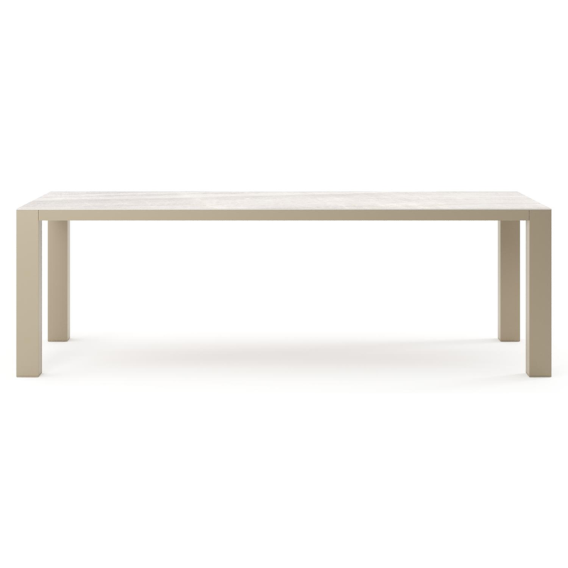 Nano tuintafel rechthoekig in beige aluminium en volkeramiek Taj Mahal - L 240 x B 100 x H 75 cm