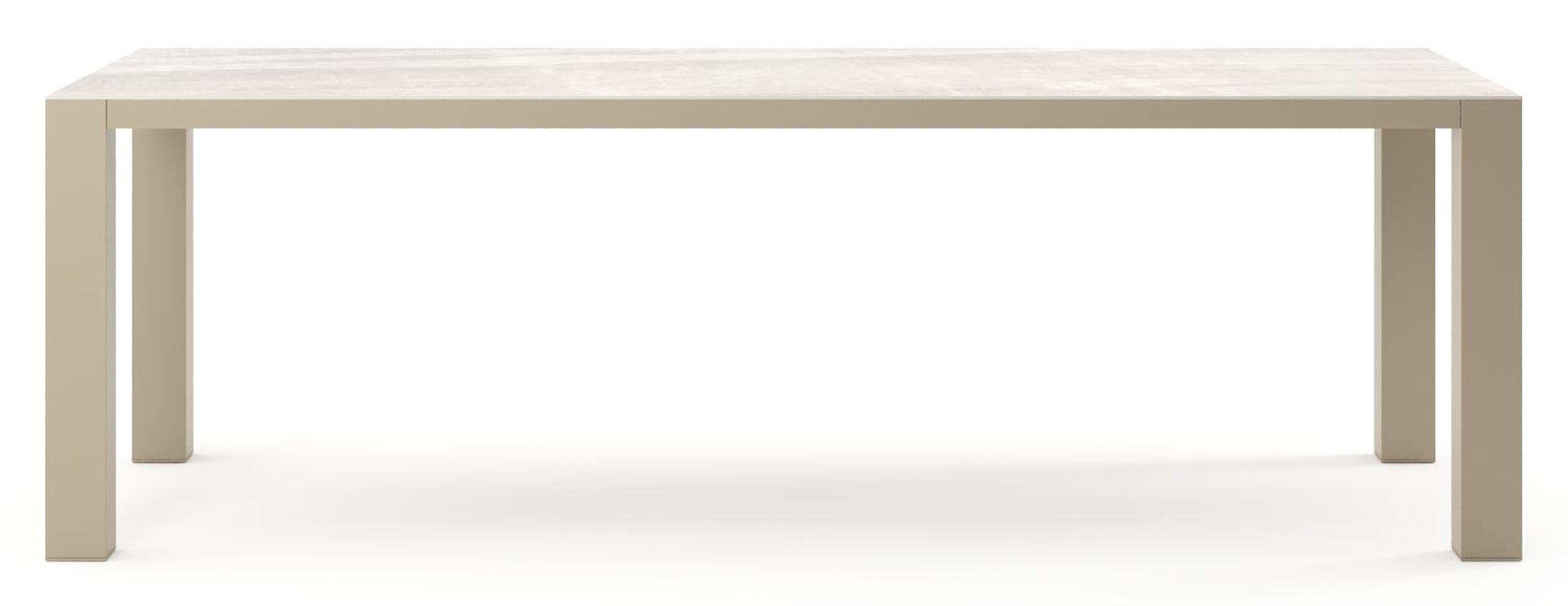 Nano tuintafel rechthoekig in beige aluminium en volkeramiek Taj Mahal - L 240 x B 100 x H 75 cm