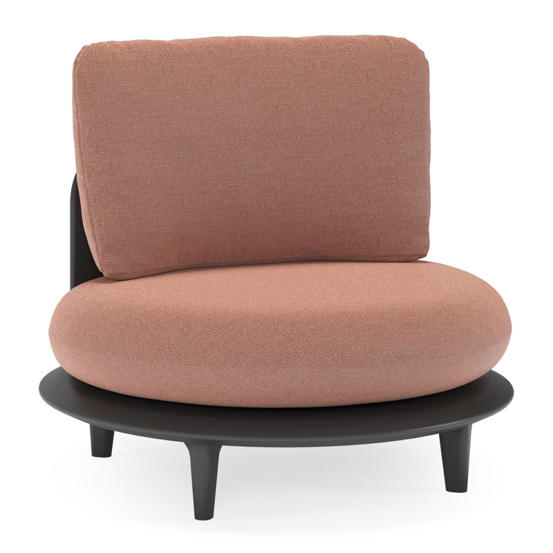 Bomero loungestoel in zwart aluminium met savane rust all weather sunbrella® luxe kussen