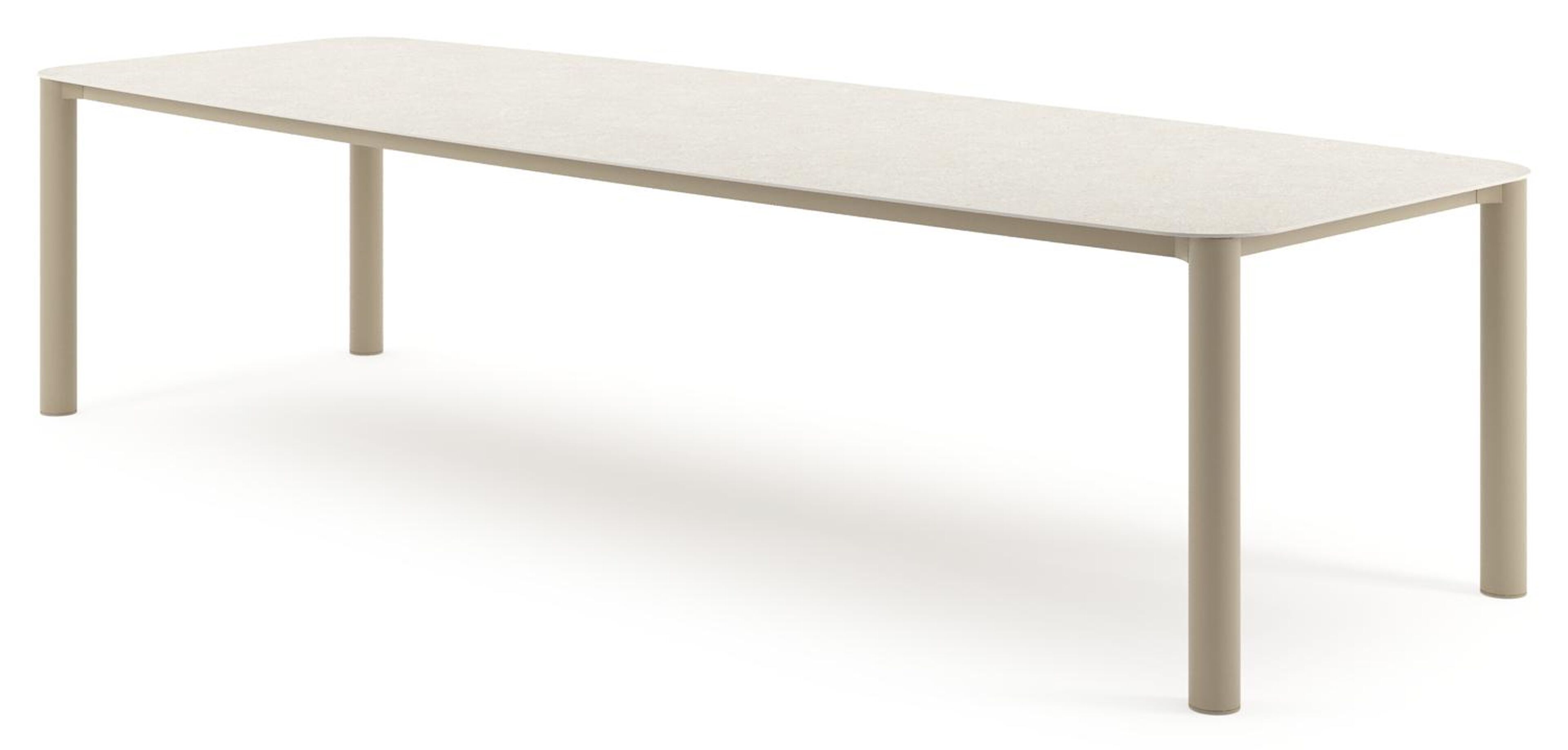 Orso tuintafel bootvorm in beige aluminium en volkeramiek Shilin - L 315 x B 115 x H 74.5 cm