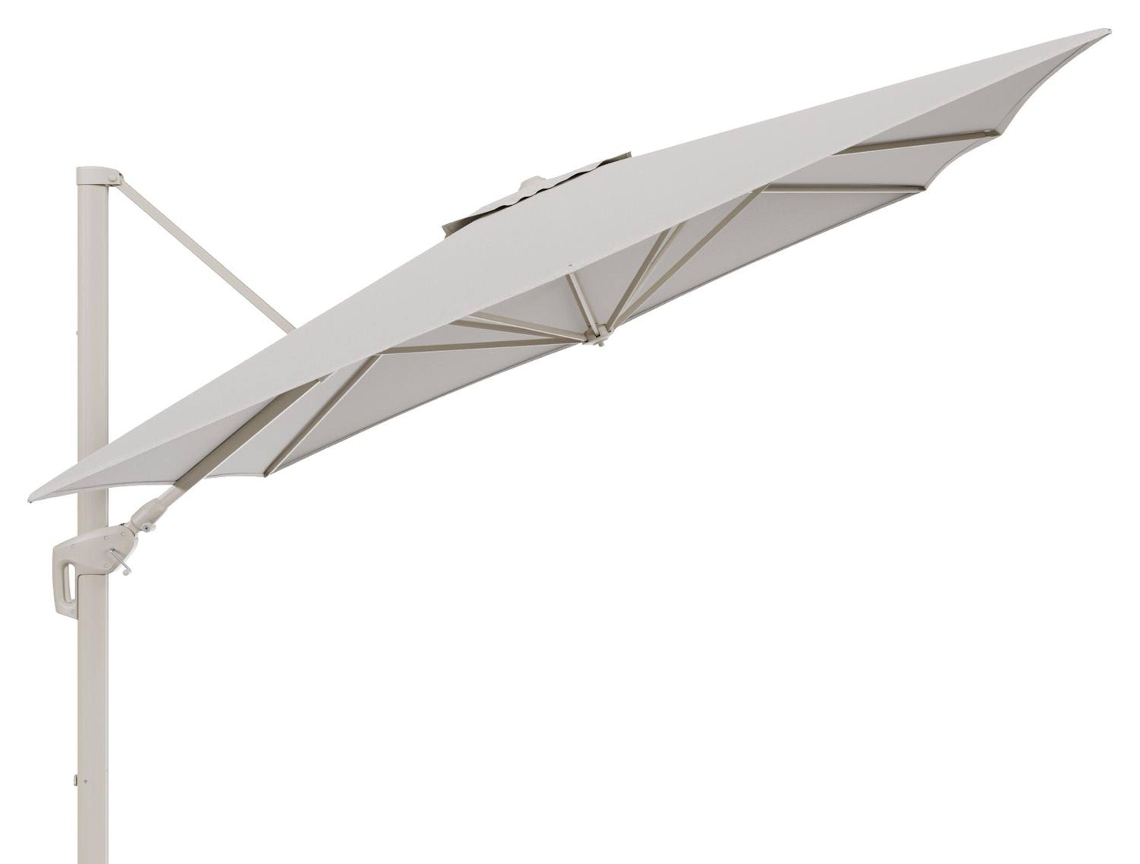 Minore zweefparasol met tiltfunctie in beige aluminium en Firenze Natural All Weather Solica parasoldoek - L1 350 x L2 350 cm (zonder voet)