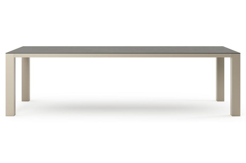 Nano tuintafel rechthoekig in beige aluminium en volkeramiek Calatorao - L 280 x B 110 x H 75 cm