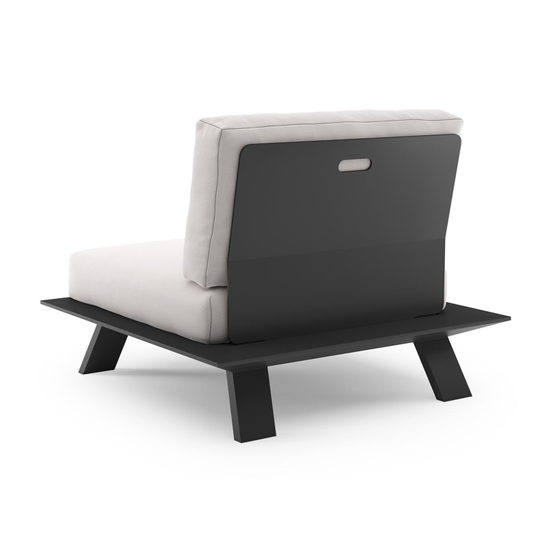 Cesano loungestoel in zwart aluminium met savane whisper all weather Sunbrella® luxe kussen