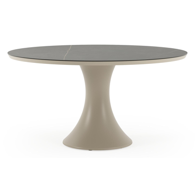 Fano tuintafel rond in beige aluminium en volkeramiek Calatorao - Dia. 148 x H 75 cm