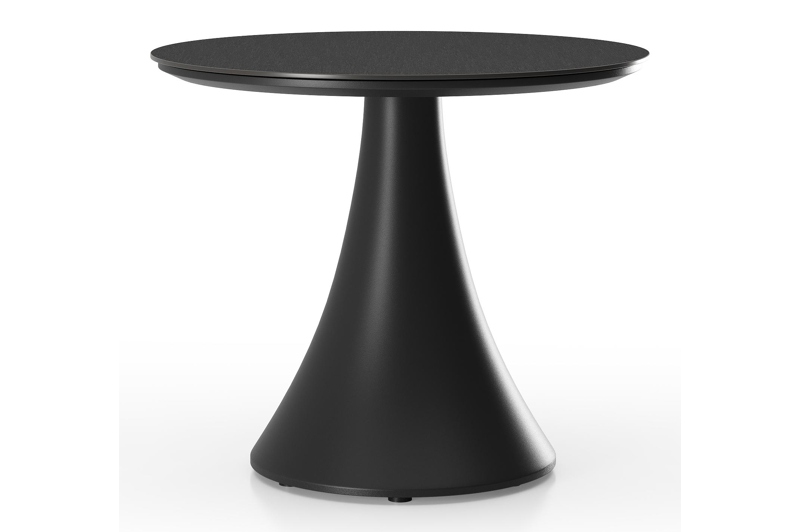 Fano low dining loungetafel in zwart aluminium en volkeramiek nero black - Dia. 65 x H 55 cm