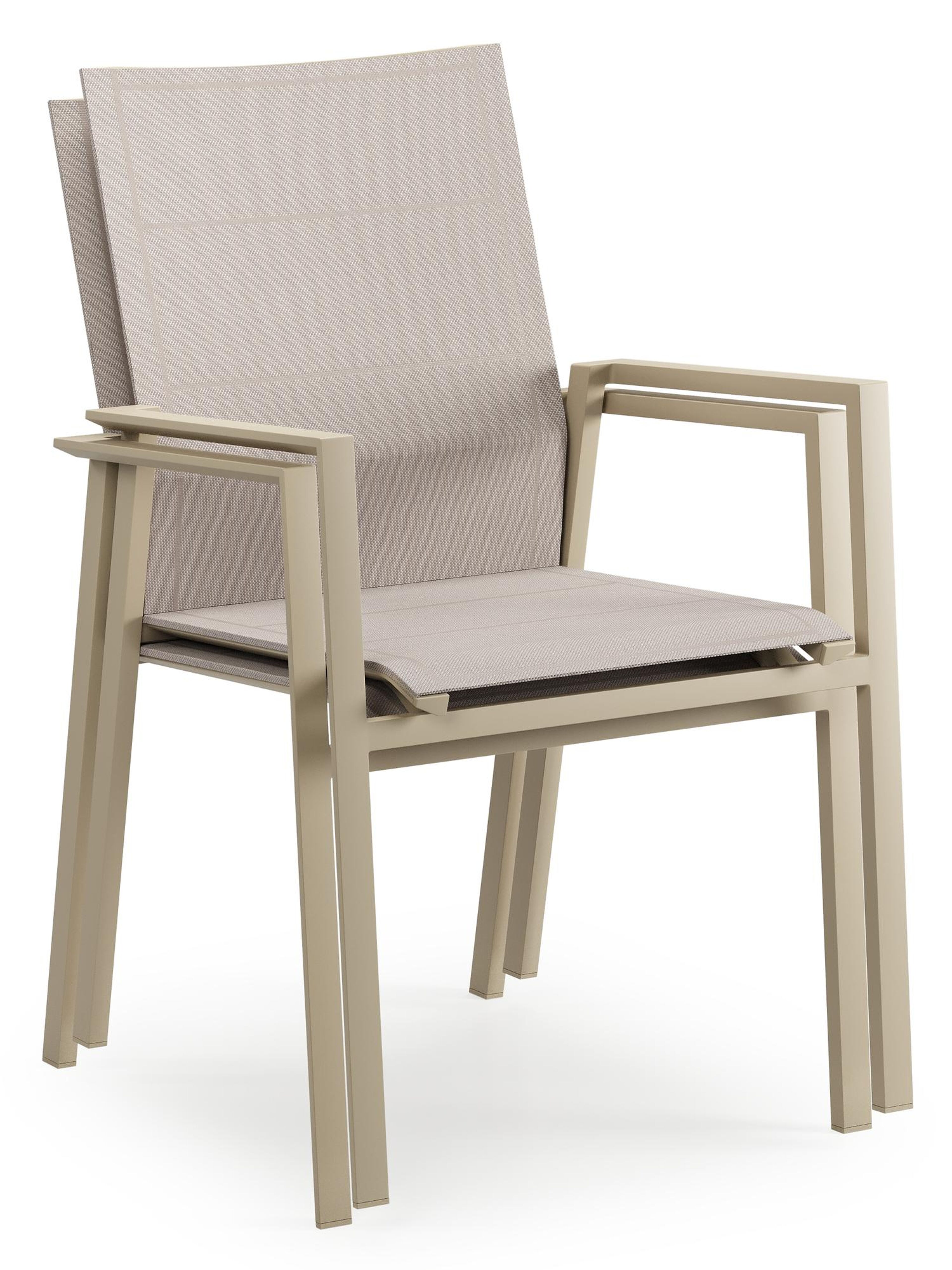 Cirello stapelbare tuinstoel in beige aluminium en beige single textilene