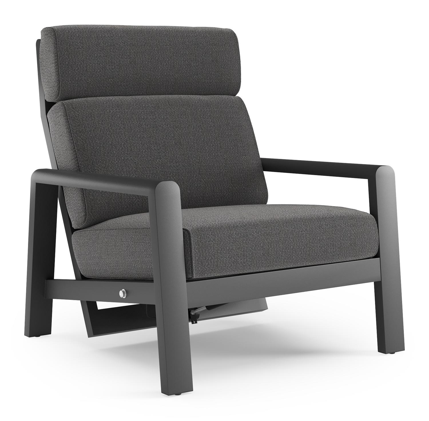 Cosenzo loungestoel 1-zit in zwart aluminium met savane tornado all weather sunbrella® luxe kussen