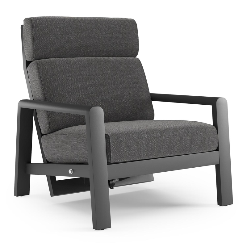 Cosenzo loungestoel 1-zit in zwart aluminium met savane tornado all weather sunbrella® luxe kussen