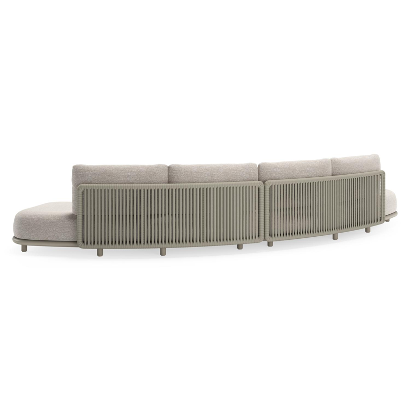 Lomano loungebank in beige aluminium en beige verticaal geweven luxe vlakke rope met Tundra Sand all weather sunbrellaÂ® luxe