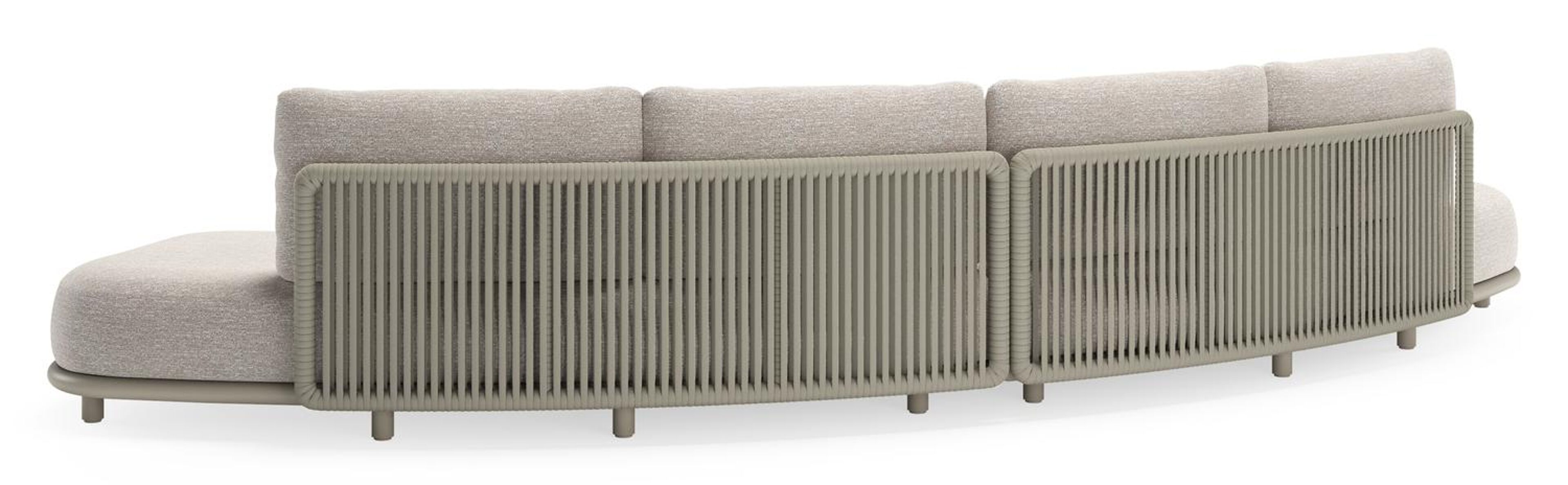 Lomano loungebank in beige aluminium en beige verticaal geweven luxe vlakke rope met Tundra Sand all weather sunbrellaÂ® luxe