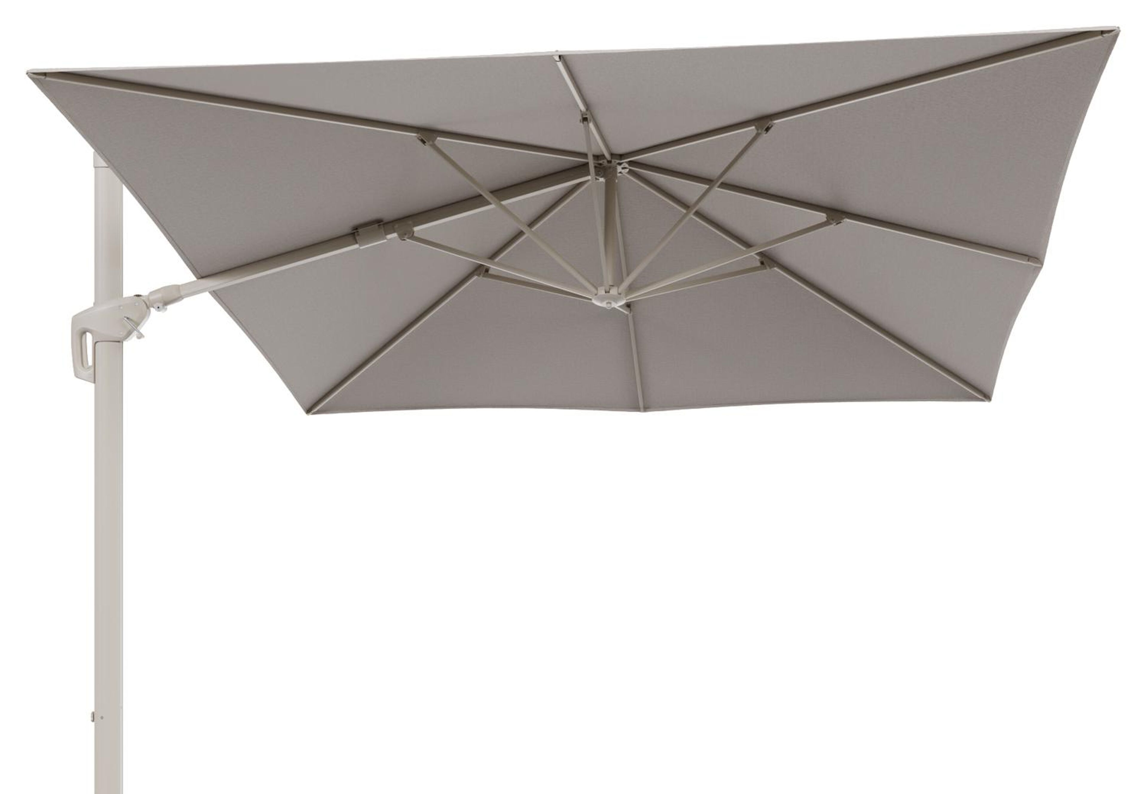 Minore zweefparasol met tiltfunctie in beige aluminium en Slow Farafra All Weather Sunbrella® Luxe parasoldoek - L1 350 x L2 350 cm (zonder voet) (zonder voet)