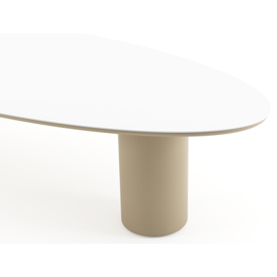Amico tuintafel ovaal in beige aluminium en volkeramiek Arctic White - L 320 x B 130 x H 73.5 cm