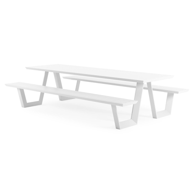 Sevilla picknicktafel in wit aluminium - L 280 x B 175,5 x H 71 cm