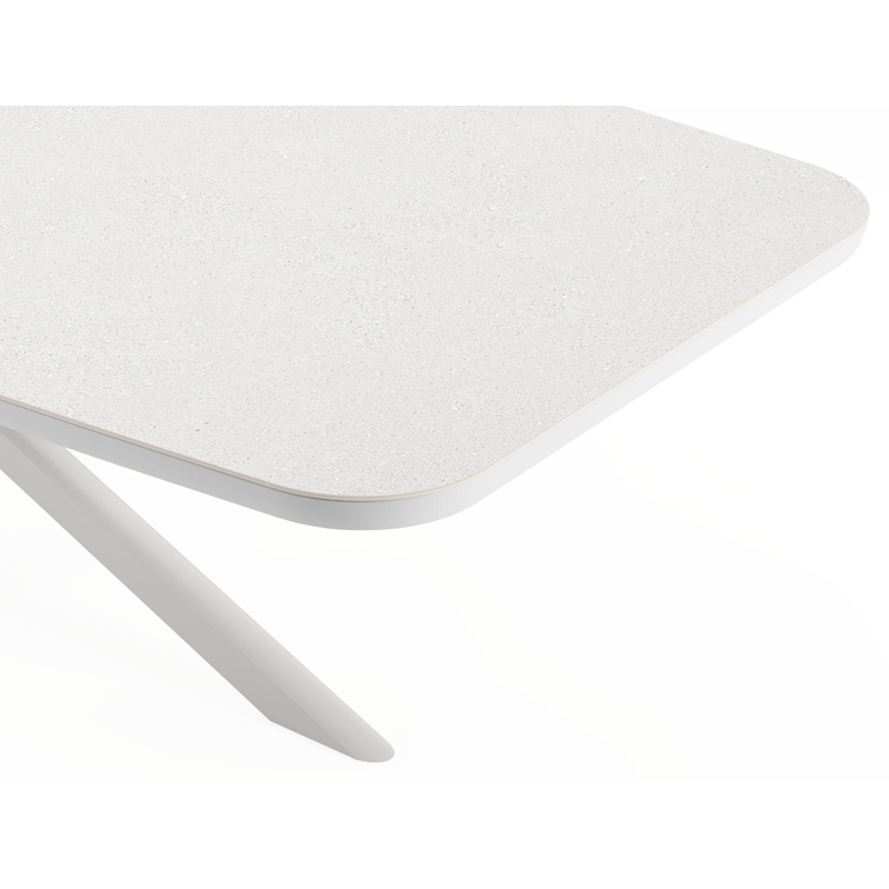 Pamplona tuintafel bootvorm in wit aluminium en sintered stone Topo minerale - L 270 x B 115 x H 72 cm