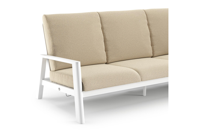 Cirello loungebank in wit aluminium met soul papyrus all weather solica kussen