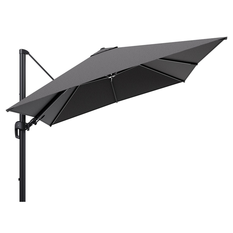 Rufina zweefparasol tiltfunctie in zwart aluminium en parasoldoek in All Weather Solica Firenze Tunder  - L1 300 x L2 300 cm (zonder voet) (zonder voet)