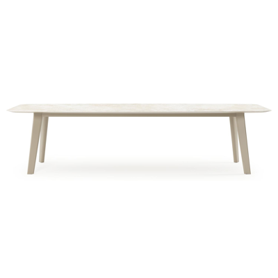 Lacirma tuintafel bootvorm in beige aluminium en volkeramiek Rapolano L 315 x B 115 cm