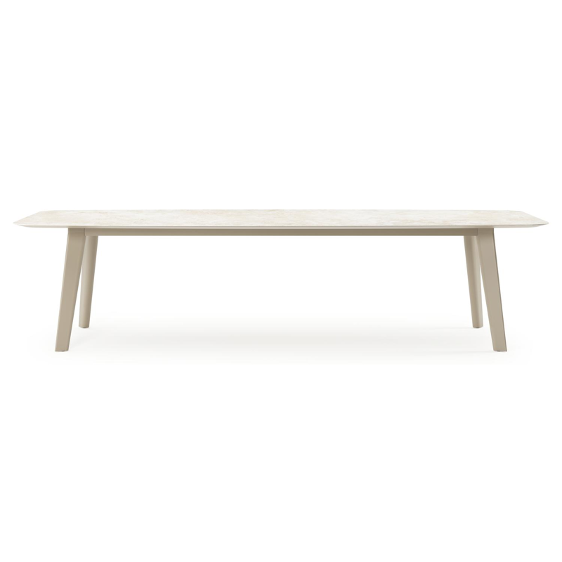 Lacirma tuintafel bootvorm in beige aluminium en volkeramiek Rapolano L 315 x B 115 cm