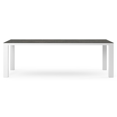 Table de jardin Nano rectangulaire en aluminium blanc et céramique pleine Black Obsession - Lg. 240 x Lrg. 100 x Haut. 75 cm