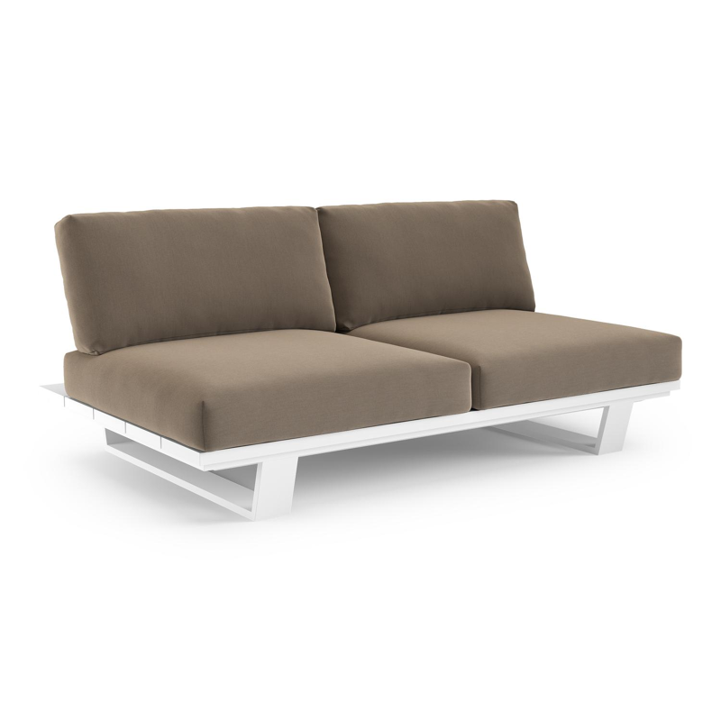 Pagino loungebank in wit aluminium met natte heather grey all weather sunbrella® luxe kussen