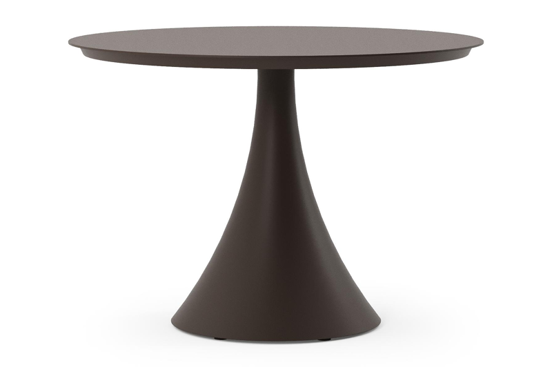Table de jardin Fano ronde en aluminium brun foncé - Diam. 110 x Haut. 75 cm