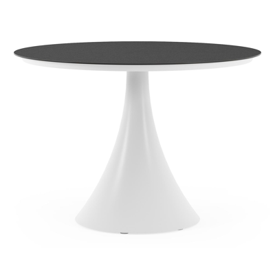 Fano tuintafel rond in wit aluminium en volkeramiek Nero Black - Dia. 110 x H 75 cm