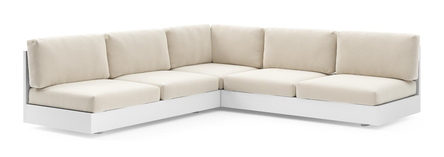 Como loungehoek in wit aluminium met althea off white all weather cosytica kussen