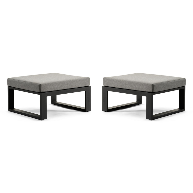 Table basse/pouf Livo en aluminium noir - Lg 84 x larg. 70 x H 32 cm
