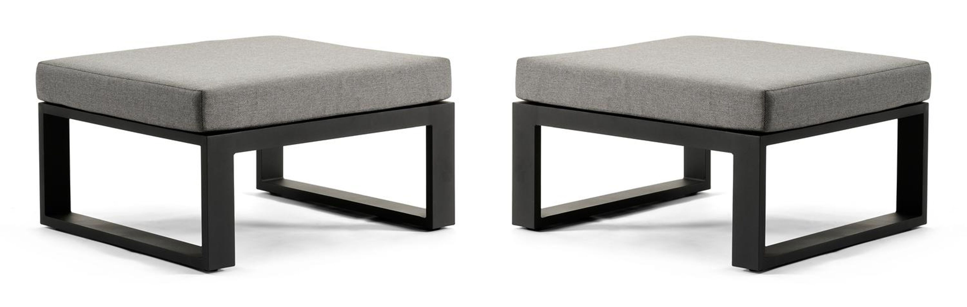 Livo loungetafel/poef in zwart aluminium - L 84 x B 70 x H 32 cm