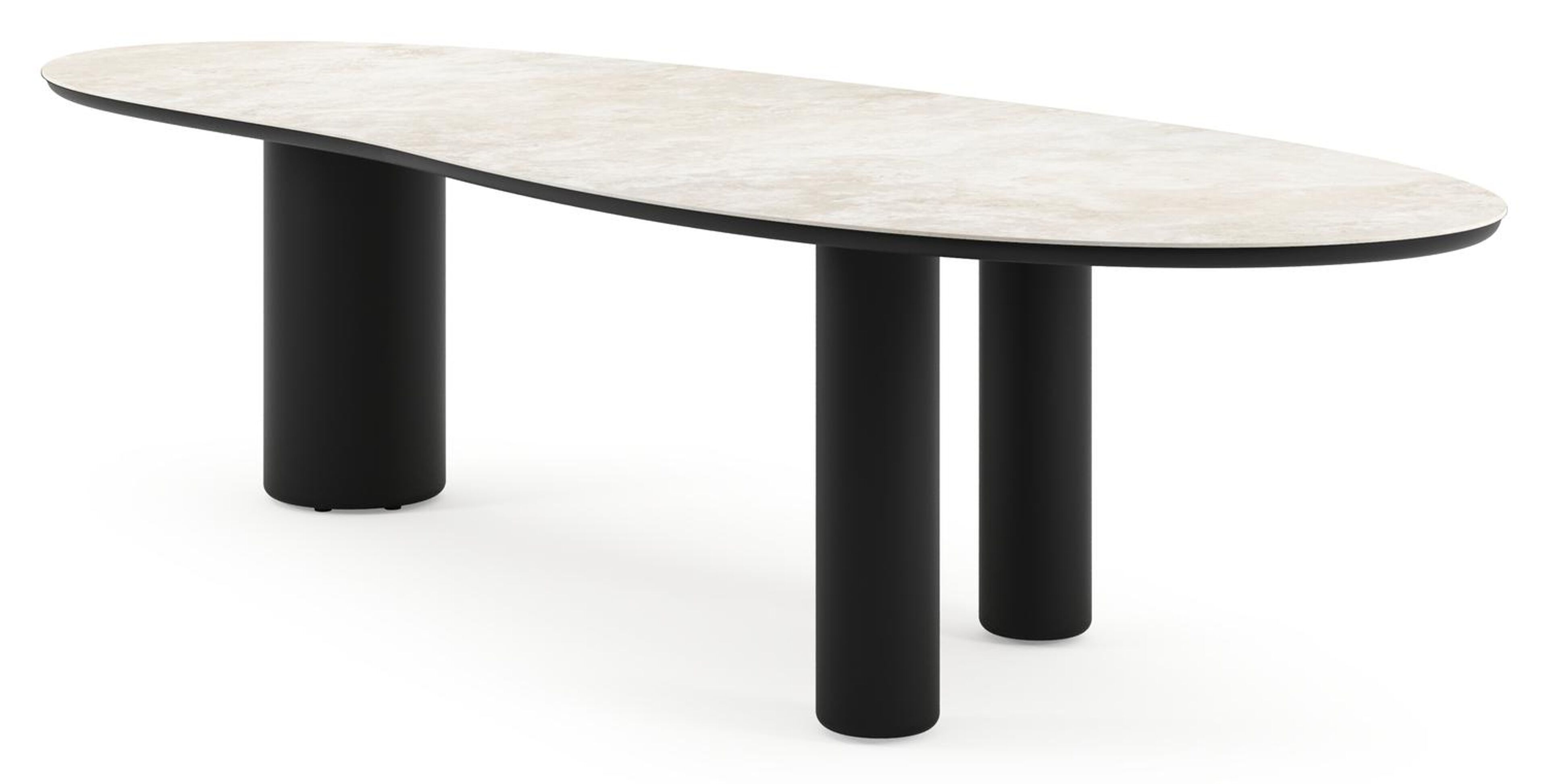 Amico tuintafel organisch in zwart aluminium en volkeramiek Rapolano - L 320 x B 120 x H 74 cm