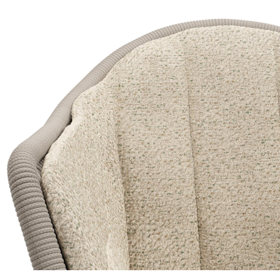 Pagino tuinstoel in zwart aluminium en beige verticaal geweven ronde rope met zitkussen in All Weather Cosytica Bora Forest