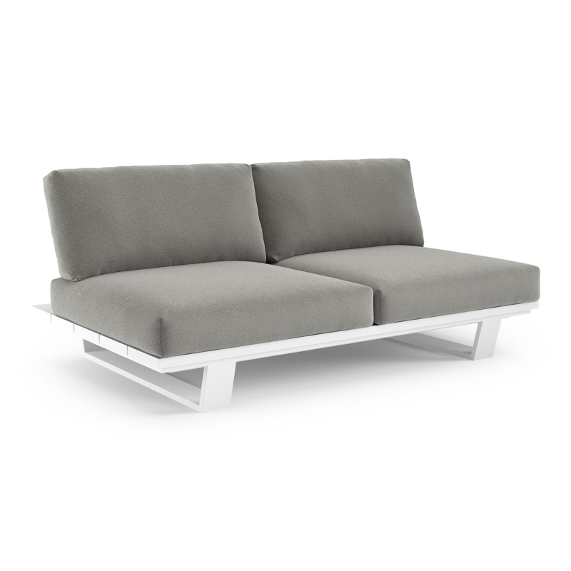 Pagino loungebank in wit aluminium met savane zinc all weather sunbrella® luxe kussen