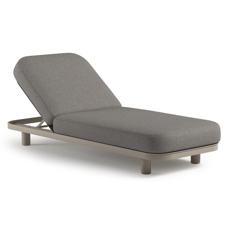 Chaise longue réglable Donato en aluminium beige avec All Weather Sunbrella® luxe tundra charcoal coussin