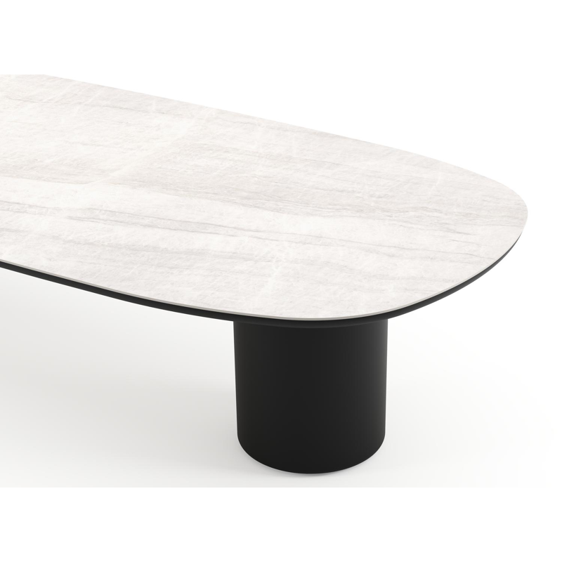 Amico low dining tuintafel bombo in zwart aluminium en volkeramiek Taj Mahal - L 320 x B 130 x H 61 cm