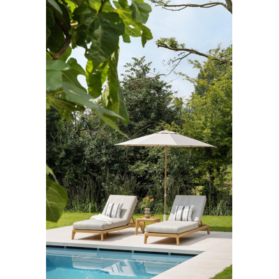 Umbria staanparasol in aluminium houtlook met beige all weather sunbrella® premium parasoldoek - Dia. 250 cm (zonder voet)