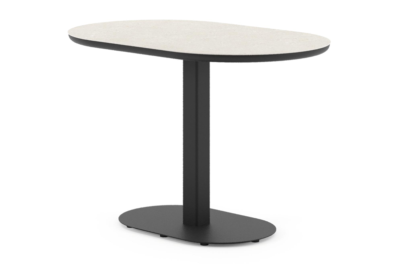 Teramo tuintafel bombo in zwart aluminium en volkeramiek Shilin - L 110 x B 70 x H 73.7 cm