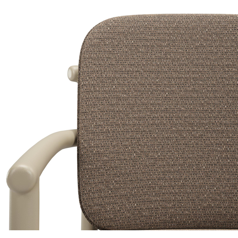 Bono stapelbare tuinstoel in beige aluminium met stoelkussen in All Weather Solica Firenze Bamboe