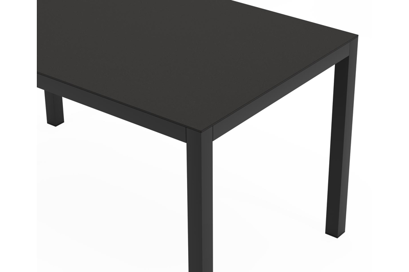 Feltro tuinset in zwart aluminium en sintered stone Notte minerale met 2 Calobra tuinstoelen