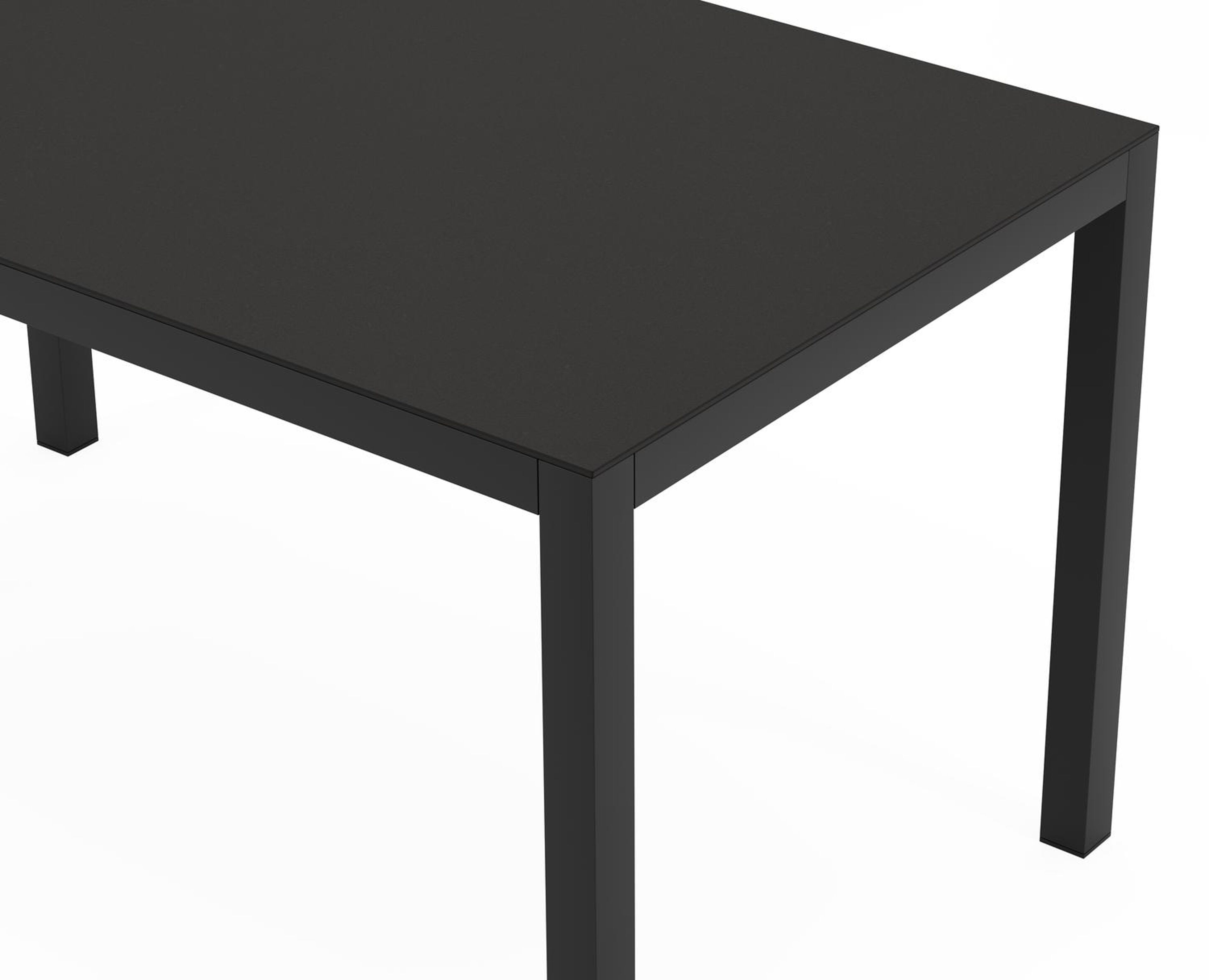 Feltro tuinset in zwart aluminium en sintered stone Notte minerale met 2 Calobra tuinstoelen