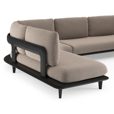 Bomero loungehoek in zwart aluminium met wander manioc all weather sunbrella® luxe kussen