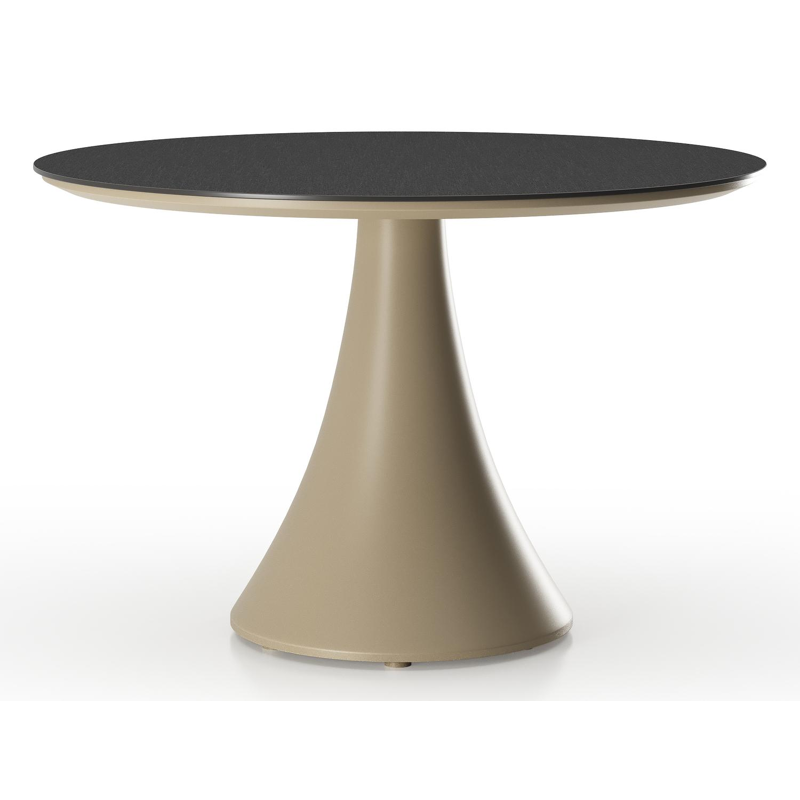 Fano low dining loungetafel rond in beige aluminium en volkeramiek Nero Black - Dia. 85 x H 55 cm