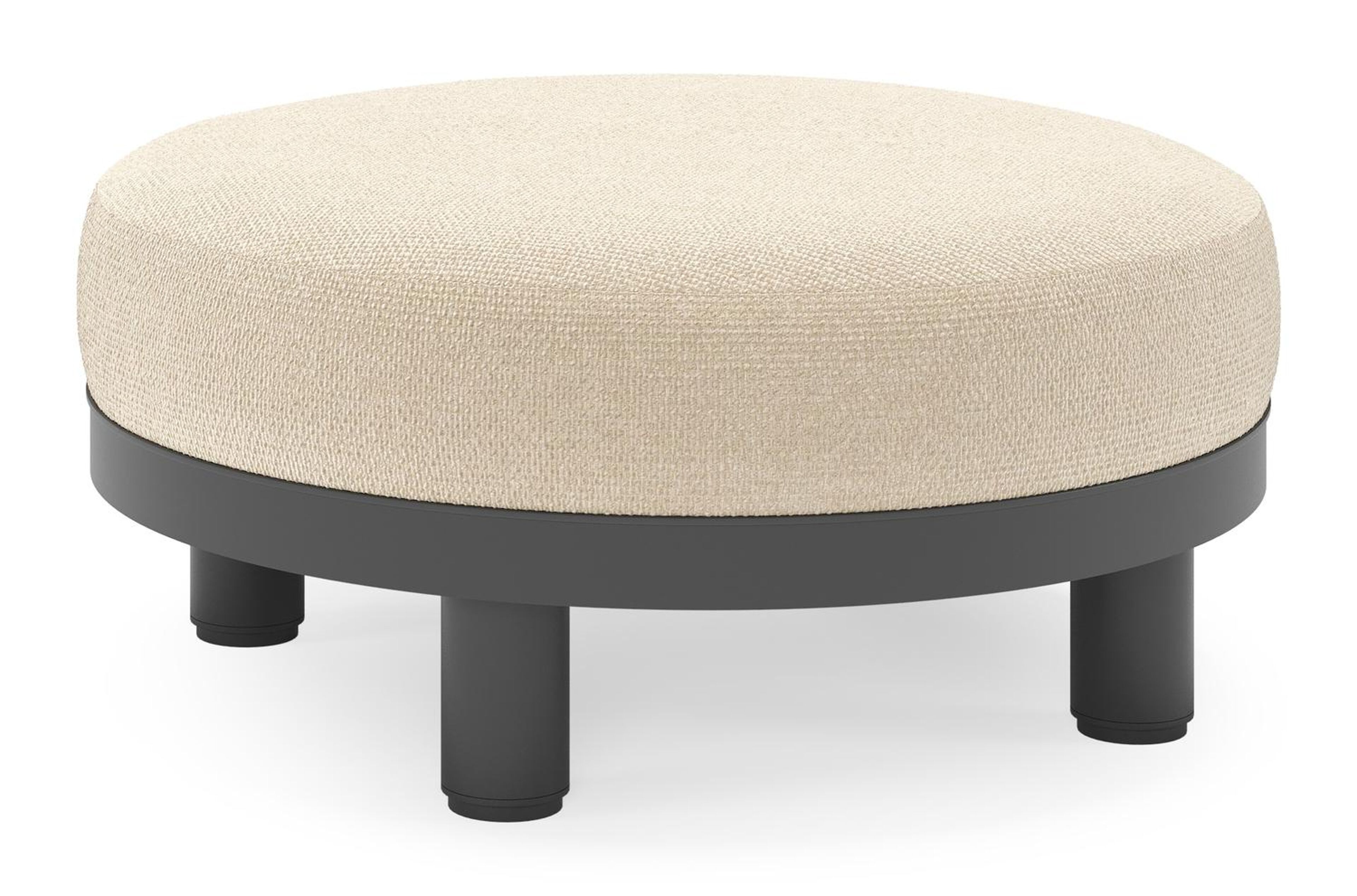 Donato lounge poef in zwart aluminium met All Weather Cosytica Althea Chalk kussen