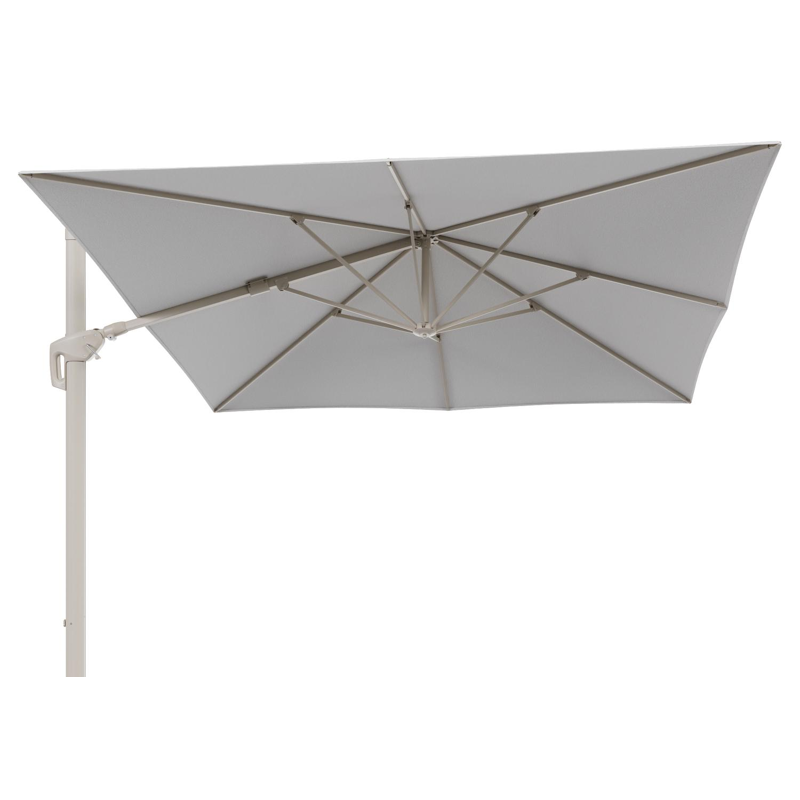 Minore zweefparasol met tiltfunctie in beige aluminium en Ego Birch All Weather Solica parasoldoek - L1 350 x L2 350 cm (zonder voet) (zonder voet)