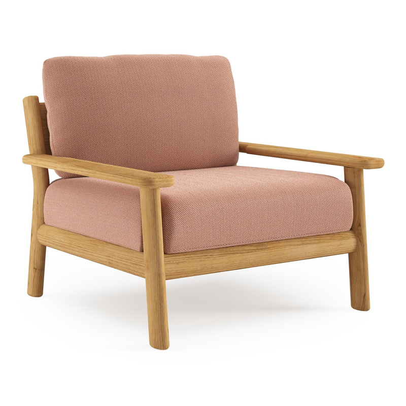 Amaro loungestoel in teak met lopi fawn all weather sunbrella® luxe kussen