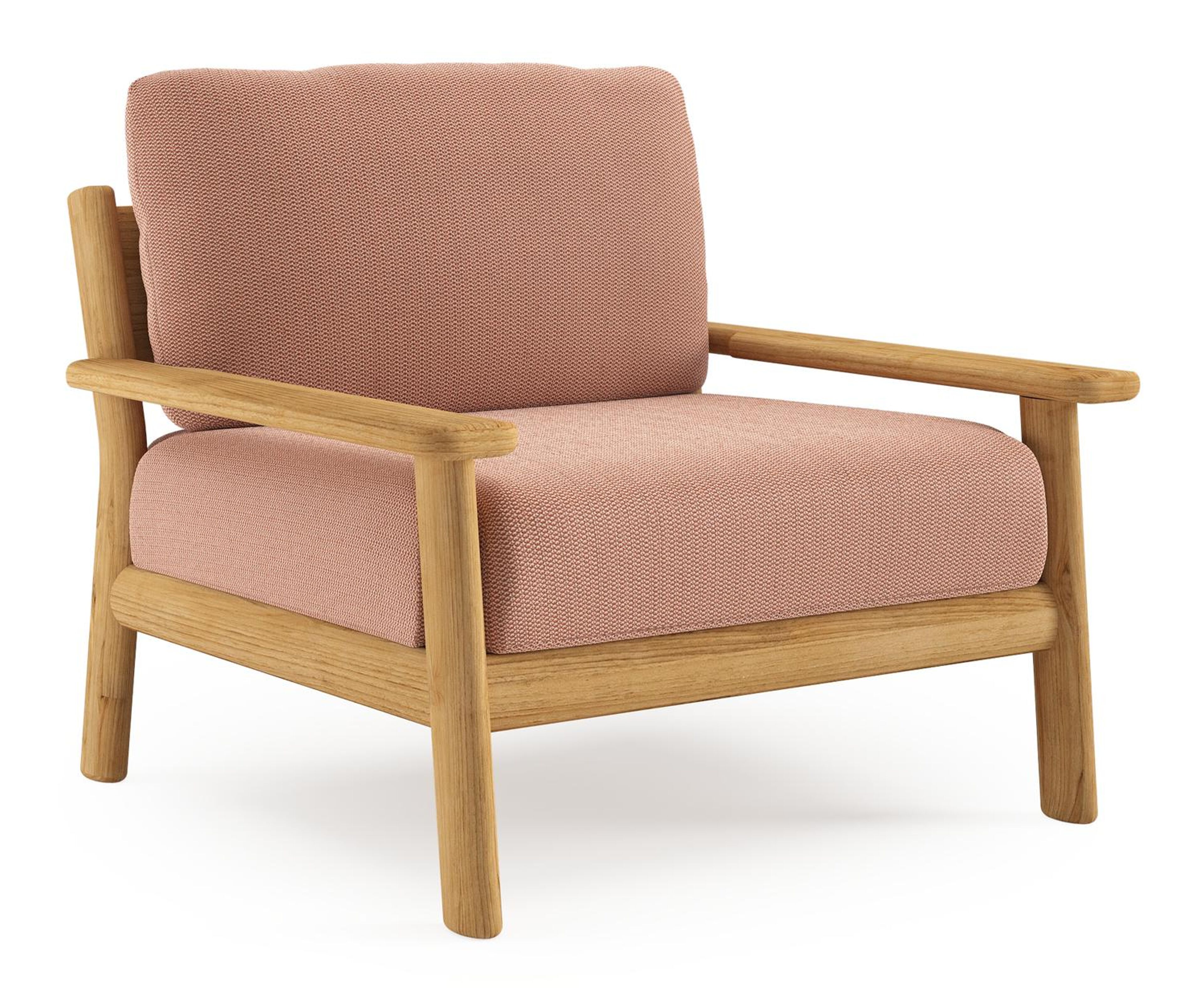 Amaro loungestoel in teak met lopi fawn all weather sunbrella® luxe kussen